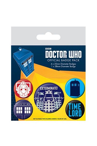 Doctor Who - Pack 5 Chapas Exterminate