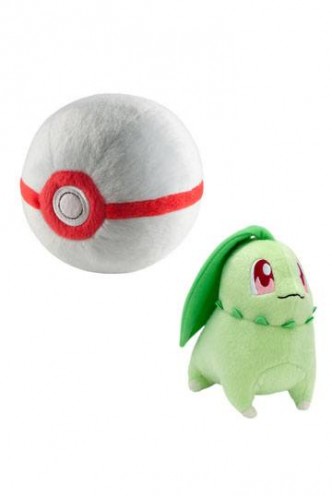 Pokemon - Peluche Chikorita con Premier Poke Ball