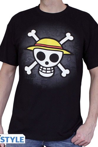 Camiseta - ONE PIECE "Skull MAP" NEGRA Adulto