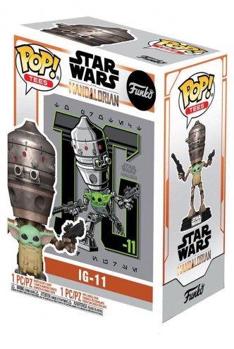 Camiseta Pop! Tees Star Wars: The Mandalorian Child In Satchel Set de Minifigura y Camiseta