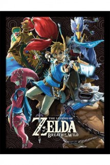 Legend of Zelda Breath of the Wild - Póster Enmarcado Divine Beasts Collage