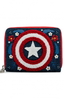 Loungefly -  Marvel - Cartera  Capitán América 80 Aniversario Escudo Floral 