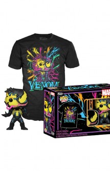 Camiseta Pop! Tees Eddie Brock Black Light Set de Minifigura y Camiseta Ex